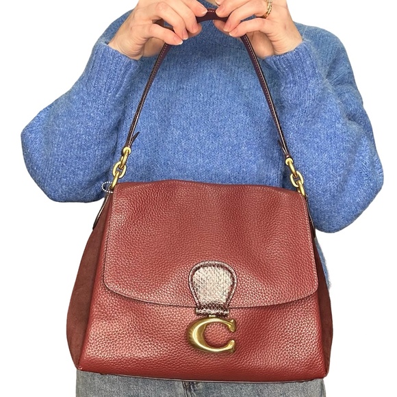 cgd21_b4wn_a0?$mobileProductV6$ Coach Red Leather Snake Skin Shoulder Bag
